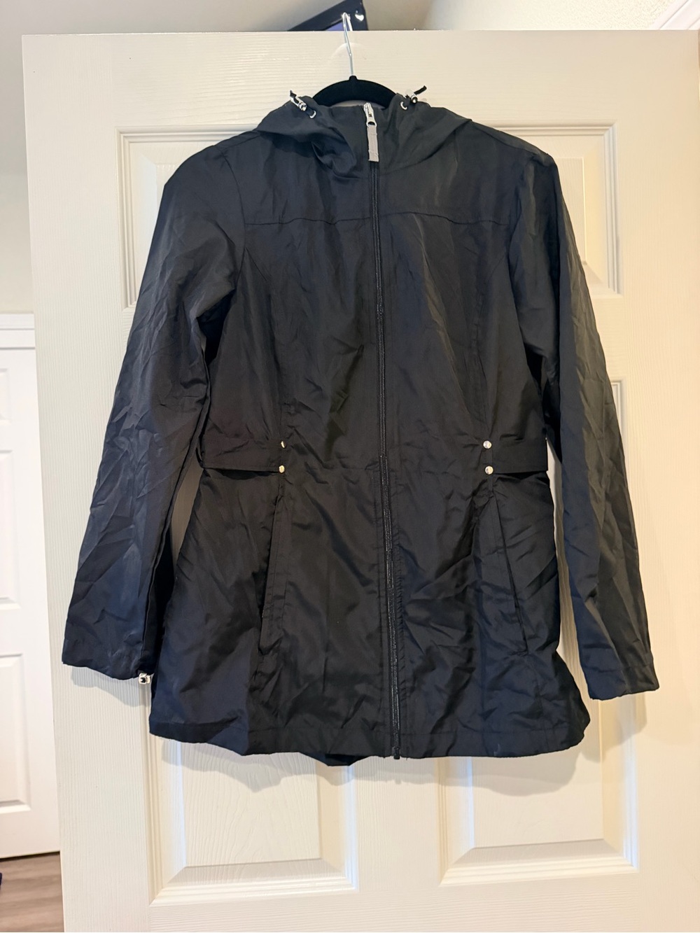 Jones New York Black Hooded Rain Coat